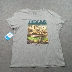 Columbia Shirt Womens‎ Large Gray Texas Lone Star State Graphic Outdoor T-Shirt